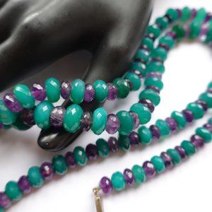 Estate Gold Filled Purple and Green Amethyst Gemstone 30" Necklace